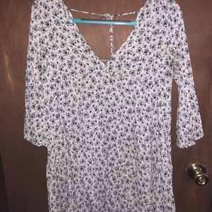 White + Blue Floral Dress